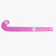Rose pink low-bow field hockey stick with rounded toe end