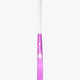 Purple low-bow field hockey stick with white grip and star logo on blade