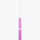 Rose pink low-bow field hockey stick with white grip, straight shaft