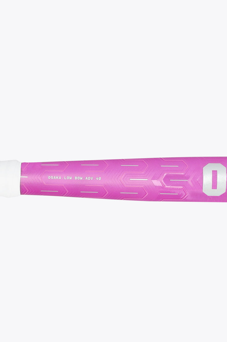 Rose pink field hockey stick shaft with geometric pattern and OSAKA mark