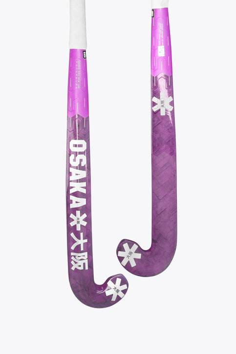 Rose bud purple field hockey stick with low bow and star graphic near the head.
