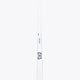 Mid-bow field hockey stick back view with white blade and narrow blue stripe.