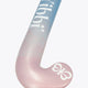 Mid-bow field hockey stick head with blue-to-pink gradient and clover grip