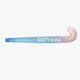 Field hockey stick full length, blue shaft with pastel pink blade end