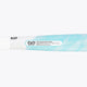 Field hockey stick grip area, white with blue label text and black flower icon