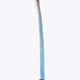 Field hockey stick side profile with blue shaft and white handle end.