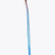 Field hockey stick showing blue pastel shaft with white grip end and marked bow logo