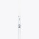 Field hockey stick vertical view with white shaft and small bow logo, pale head end