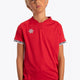 Boy wearing the Osaka Kids Jersey in Red. Front view