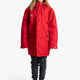 Girl wearing the Osaka Kids Stadium Jacket in Red. Front view
