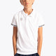 Boy wearing the Osaka Kids Polo Jersey in White. Front view