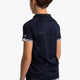 Boy wearing the Osaka Kids Polo Jersey in Navy. Back view