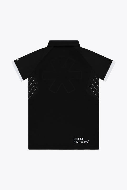 Osaka Kids Polo Jersey in Black. Front flatlay view