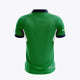 Green back view polo jersey with dark collar trim and white side panels