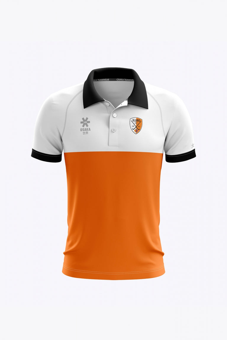 Iluro Men Polo Jersey in White-orange. Front view