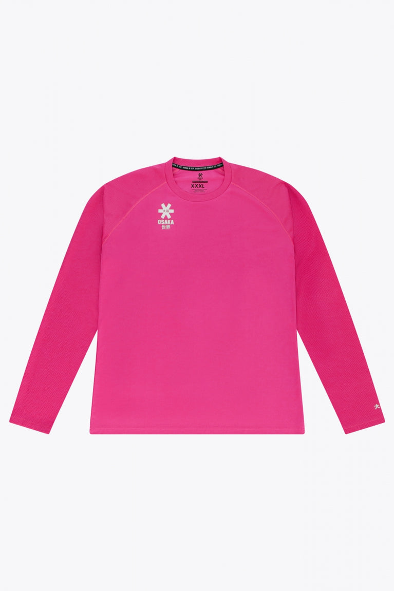 Osaka Keeper Tee Long Sleeve in Fluo Pink. Front view