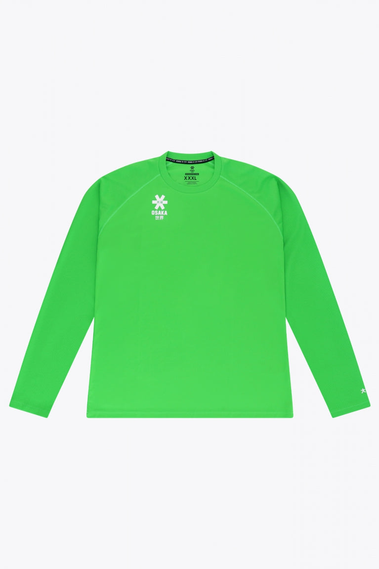 Osaka Keeper Tee Long Sleeve in Fluo Green. Front view