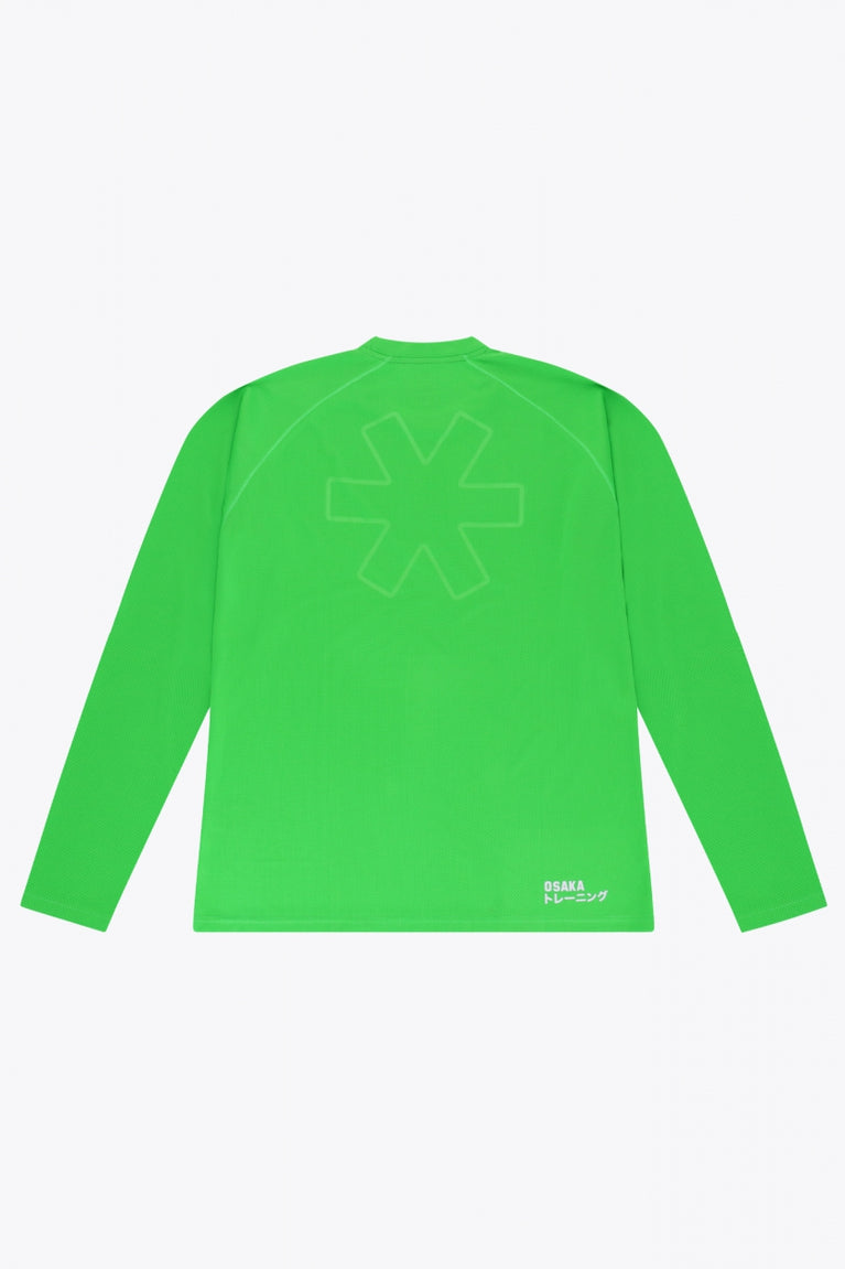 Osaka Keeper Tee Long Sleeve in Fluo Green. Back view