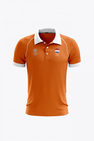 NHM National Hockey Masters Men Polo Jersey in Orange. Front view