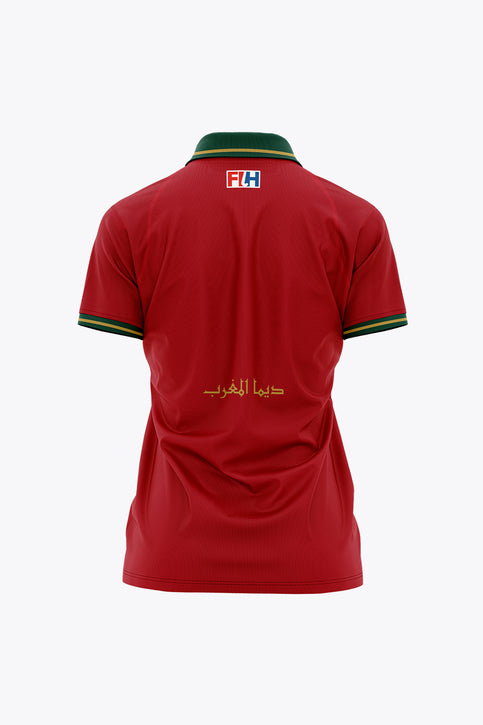 Official Morocco Women Polo Jersey | Red
