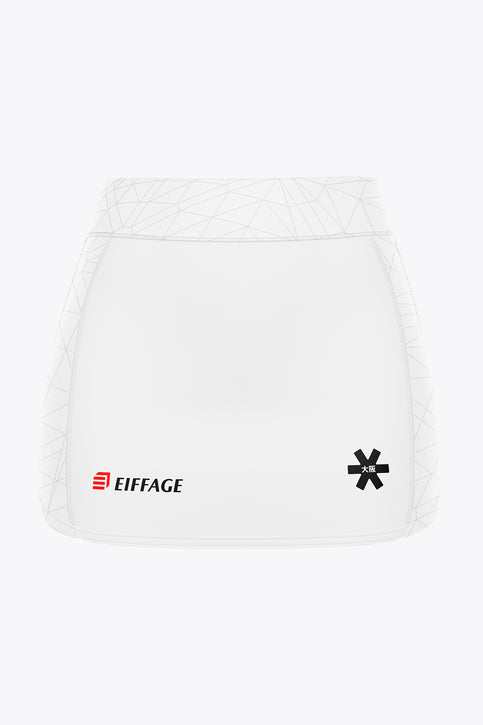 White women’s skort back with EIFFAGE logo and black emblem