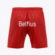 Men's red Belgium football shorts with Belfius logo on front