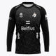 Women’s black goalkeeper long-sleeve tee with geometric pattern and Belfius logo