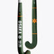 Dark green hockey stick with curved blade, orange star graphic, and thin orange line stripe.