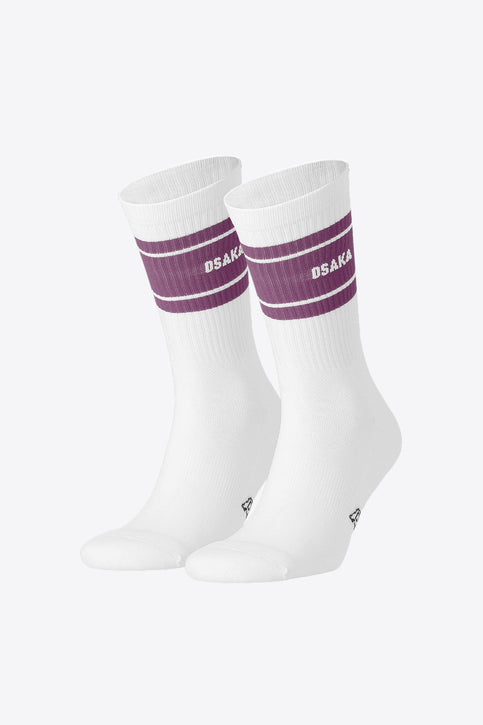 Photo of 45 degree angle, cyber-violet socks that has ultrafresh antimicrobial protection that keep socks fresh. 