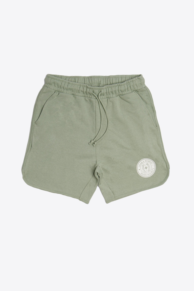 Iceberg green colour Osaka men shorts Elite Society from The Sports Society Collection made for a retro country vintage sport-chic aesthetics. 90s era ode style for that on-and off-field lifestyle. Photo of shorts alone front view