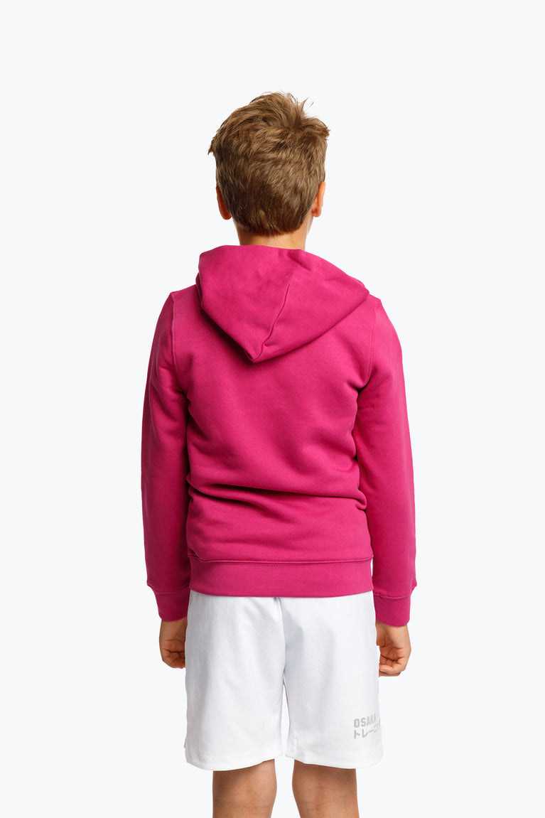  Orchid Pink Off-set star Hoodie for everyday use with kangaroo style pouch . Cotton mix with traditional details. Osaka logo in a fun print. Photo boy back
