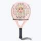 Osaka x Kaart Blanche Padel racket in pink with text. Front view