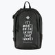 Osaka x Kaart Blanche backpack medium in black with white text on it. Front view